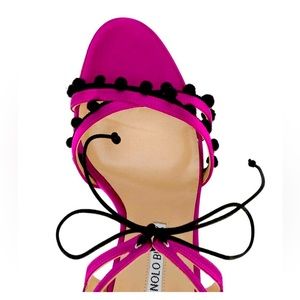 MANOLO BLAHNIK Esparra Pom-Pom Front-Tie Sandal